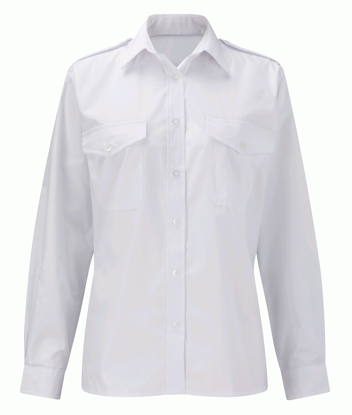 Pilot Blouse Long Sleeve 65% polyester 35% cotton classic collar self epaulettes two button flap breast pockets