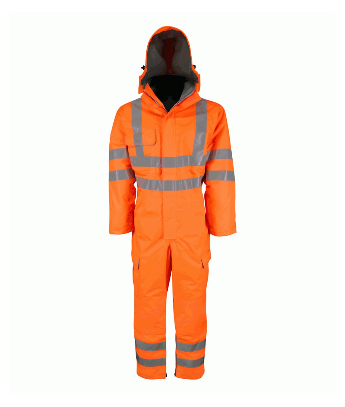 Junction Waterproof Breathable Coverall hi-vis with reflective tape detachable wire-peak hood neoprene cuffs microfleece collar