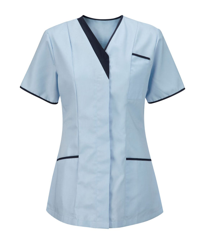 Ladies V-neck Tunic | Sky-Navy - Eg Clothing UK