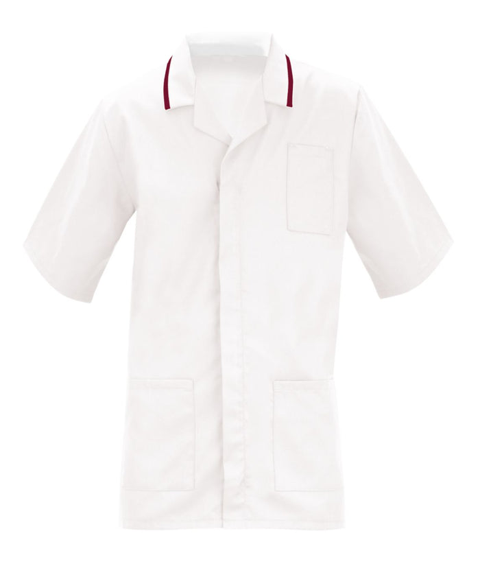 Men's Healthcare Tunic|Multi Color | White/Burgundy - Eg Clothing UK