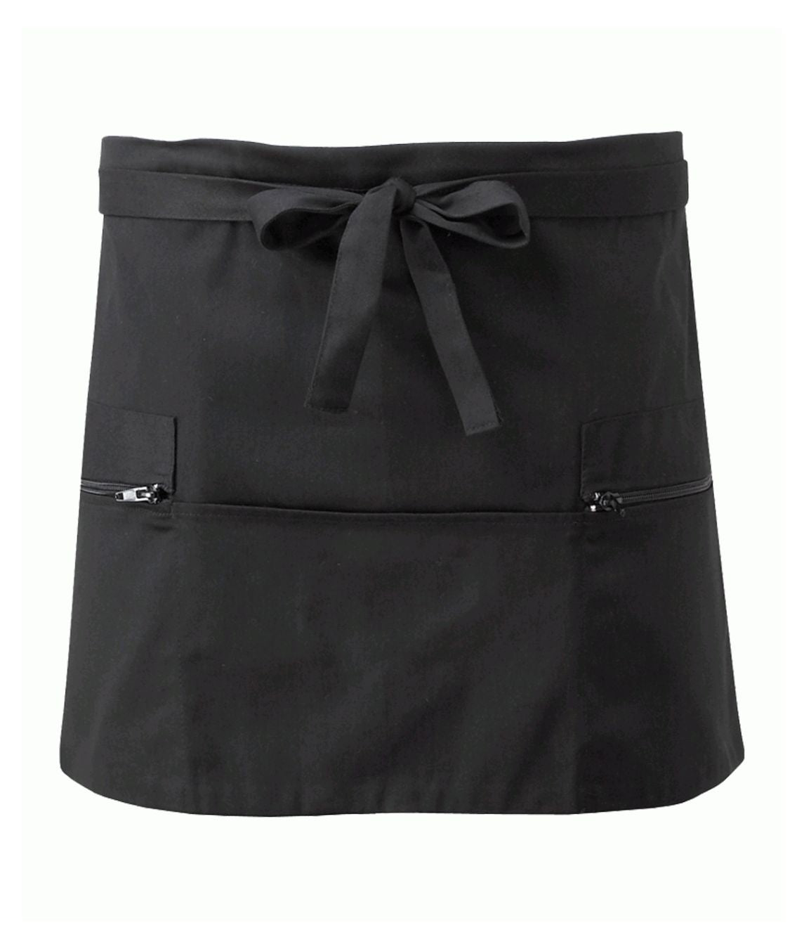 Unisex Short Apron 65/35 polyester cotton 195GSM two zip side pockets one open pocket herringbone tape ties