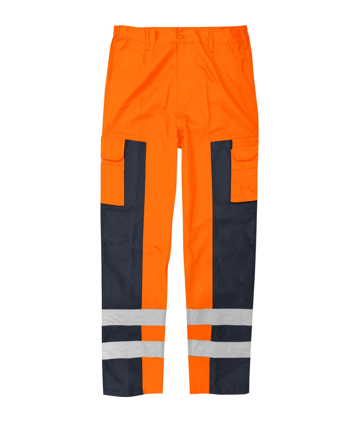 Vigilant (Reg Leg) Combat Trousers in Polycotton | Orange / Navy - Eg Clothing UK