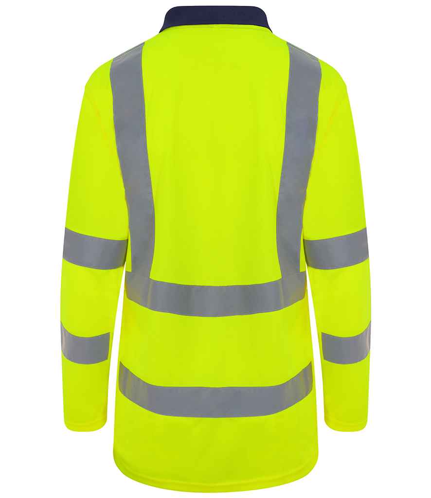 Pro RTX High Visibility Long Sleeve Polo Shirt | Yellow/Navy - Eg Clothing UK