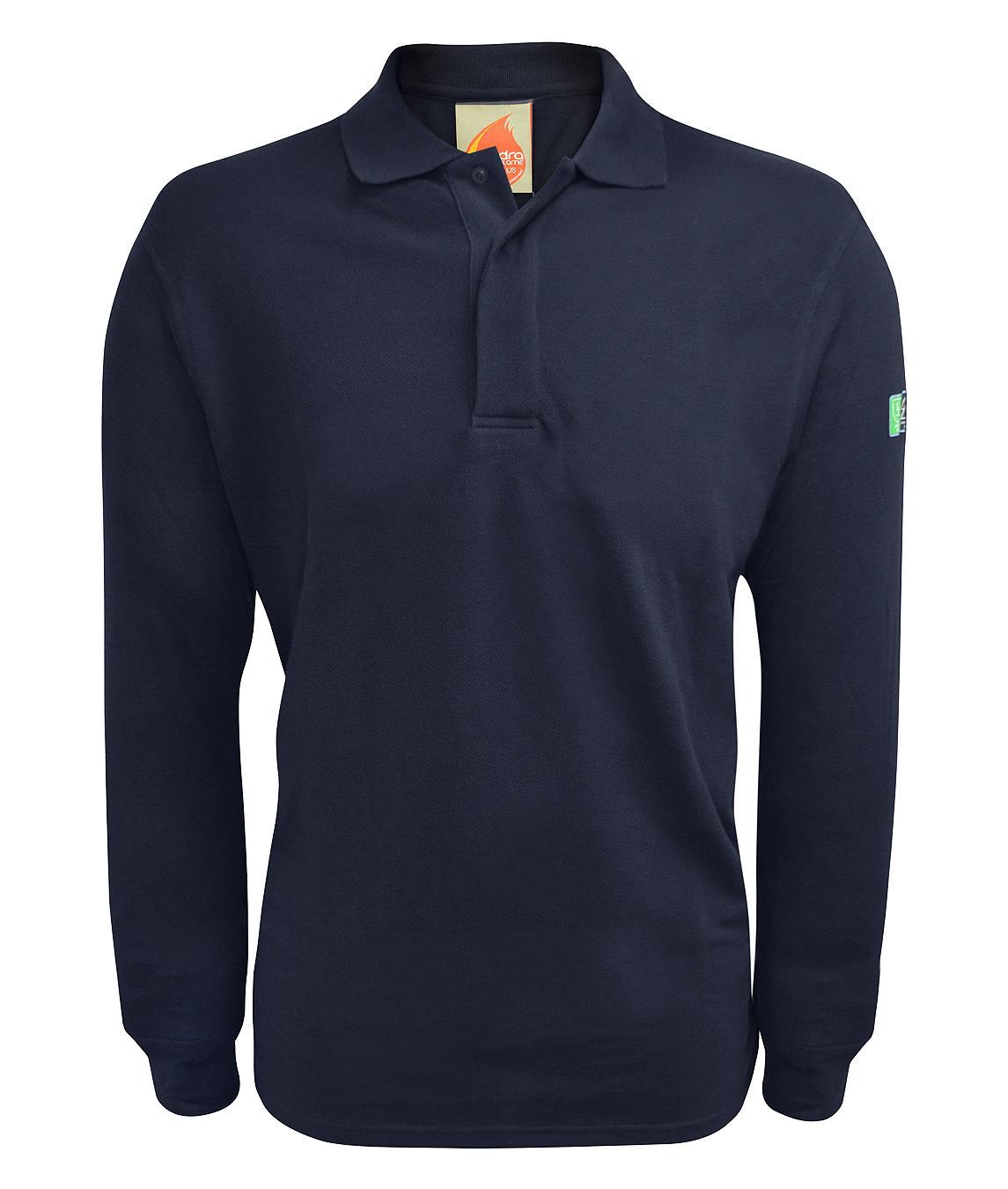 Baird FR ARC long sleeve polo shirt ribbed collar cuffs taped half moon neck left sleeve pocket 300 GSM 60% modacrylic