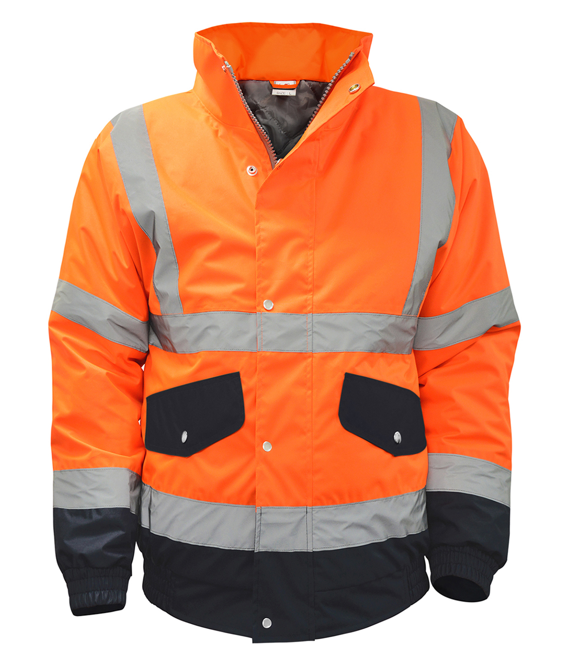 Dornar Bomber Jacket hi-vis two-tone with reflective tape quilted lining concealed hood and flap hand-warmer pockets