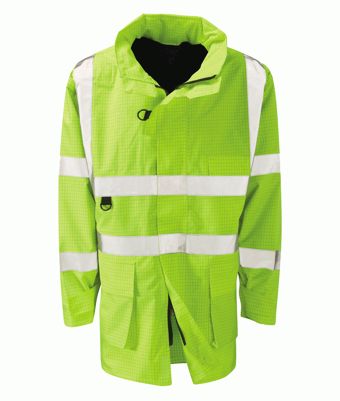 Etna Hydra Matrix 3/4 yellow flame retardant jacket with detachable hood reflective tape and bellows handwarmer pockets