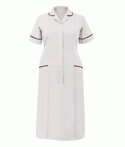 Classic Stepin Dress Ladies | White/Burgundy