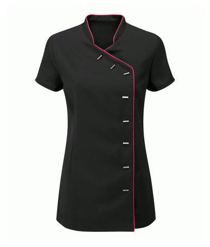 Beauty Tunic Contrast Trim | Black/Hot Pink Piping - Eg Clothing UK