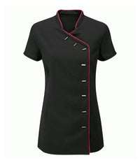 Beauty Tunic Contrast Trim | Black/Hot Pink Piping - Eg Clothing UK