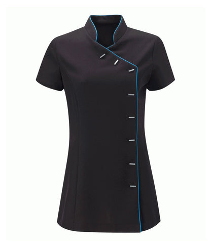 Beauty Tunic Contrast Trim | Black/Teal Piping - Eg Clothing UK