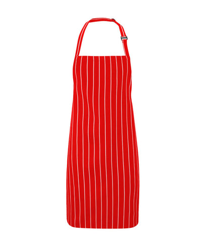 Bib Apron Unisex Solid Colours  | Red/White Stripes - Eg Clothing UK