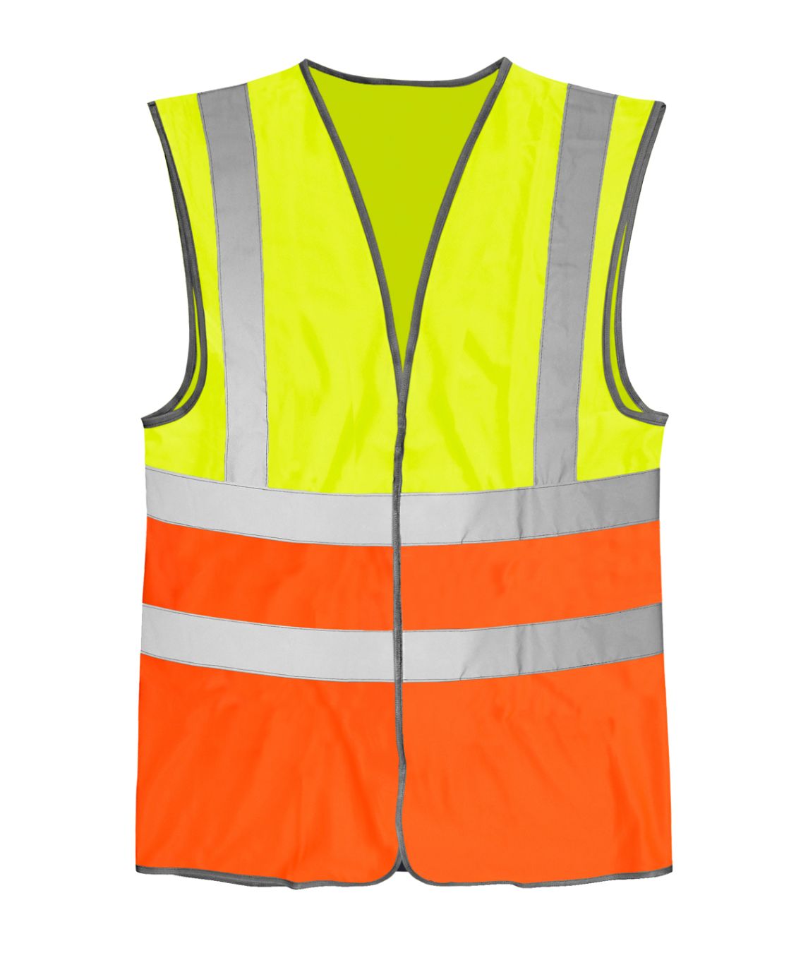 BRIG Hi-Vis Two Tone Waistcoat Yellow/Orange sewn-on reflective tape contrast trim Velcro fastening 100% polyester 120GSM