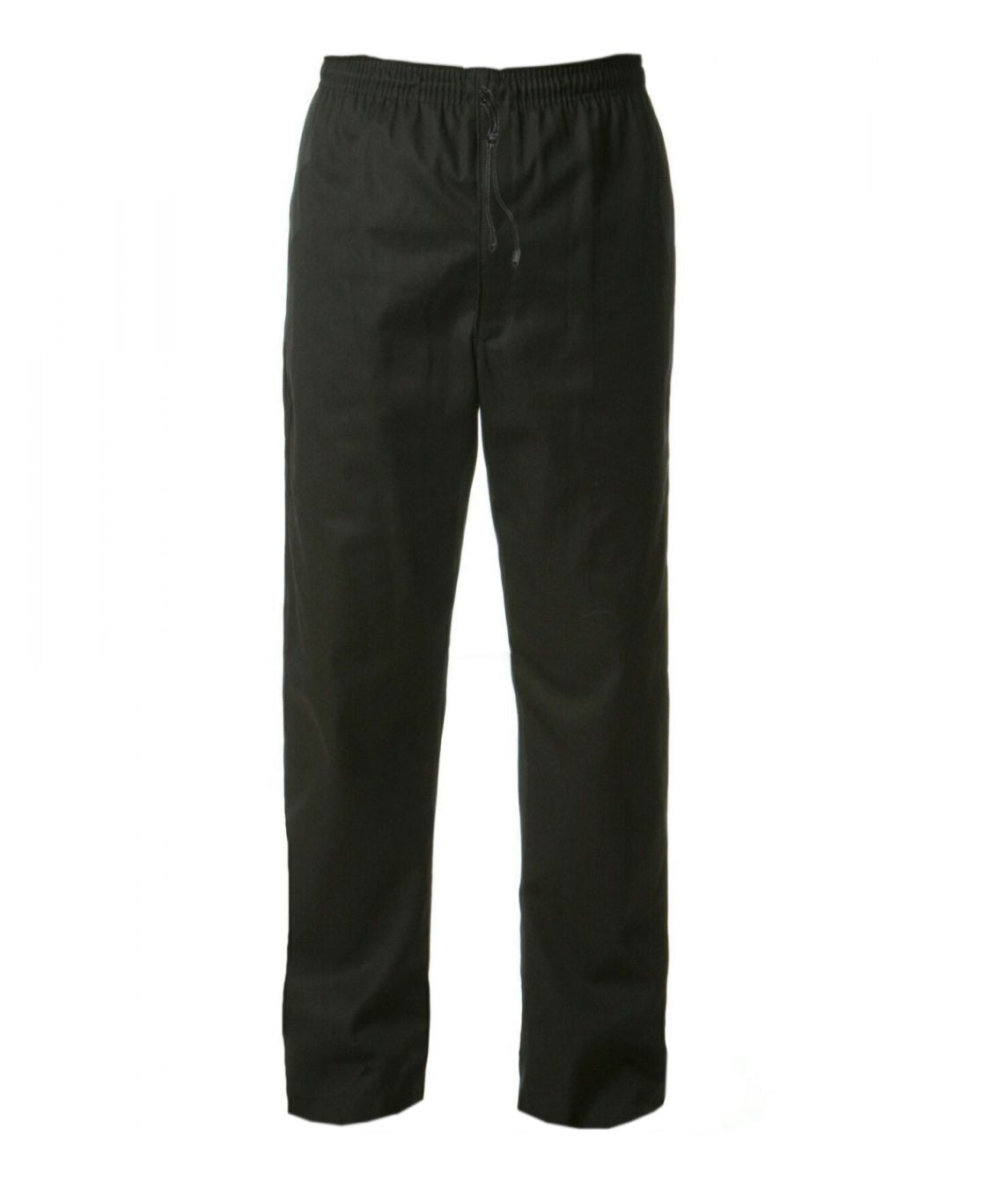 Chef's Trousers Unisex Plain Black elasticated waistband drawstring 65/35 poly cotton three pockets 31.5in inside leg