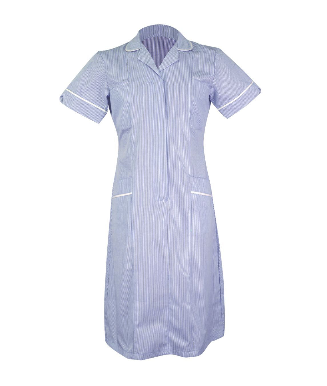 Classic Stepin Dress With Stripes Ladies | Hospital Blue Stripe - Eg Clothing UK