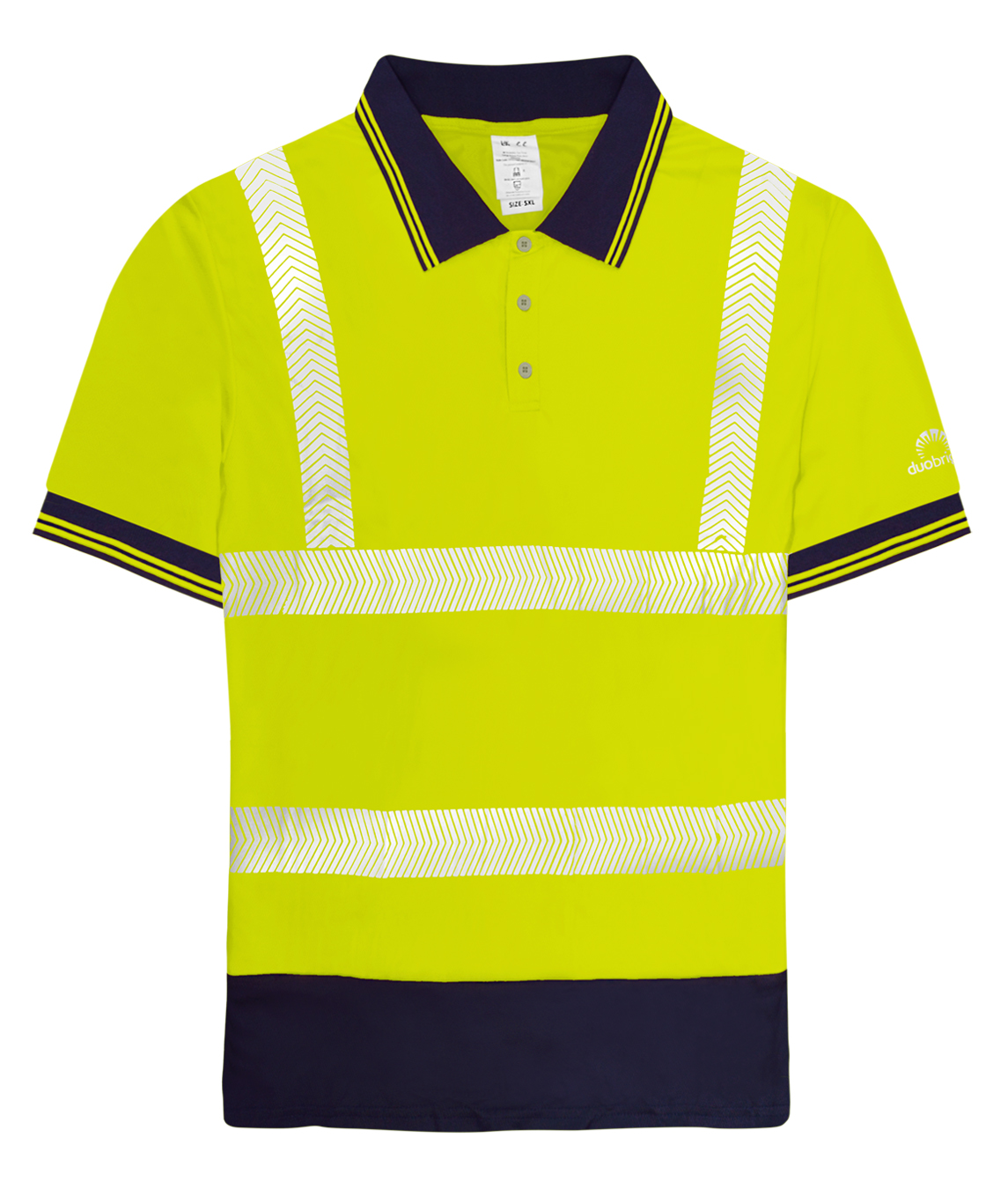Cruiser Hi-vis Two-tone short sleeve polo yellow with navy contrast chevron reflective tape EN ISO 20471 Class 2