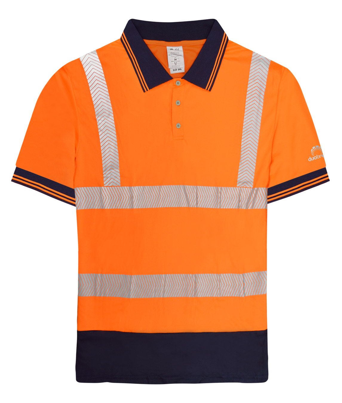 Cruiser Hi-vis Two-tone Short Sleeve Polo Shirt | Orange / Navy - Eg Clothing UK
