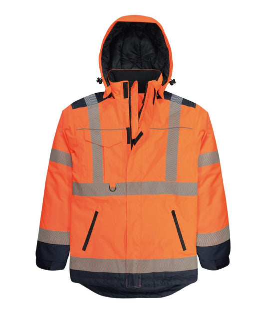 Dreadnought Hi-vis Two-tone Winter Parka| Orange / Navy - Eg Clothing UK