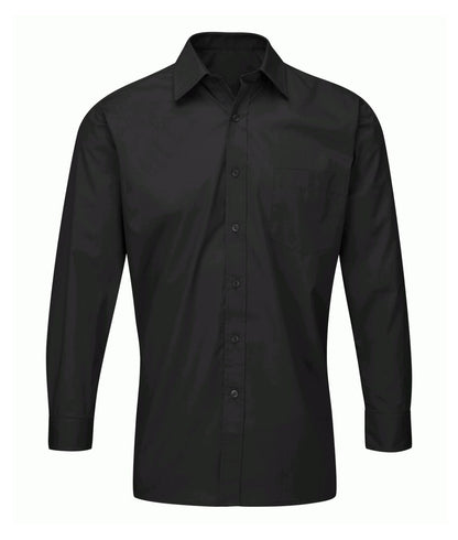 Men's Deluxe Long Sleeve Shirt 65% polyester 35% cotton 115GSM classic collar chest pocket button cuffs