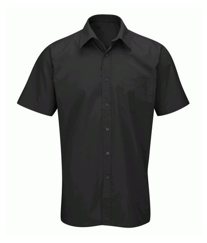 Men's Deluxe Short Sleeve Shirt cotton blend tailored fit classic collar chest pocket button front back yoke tucks