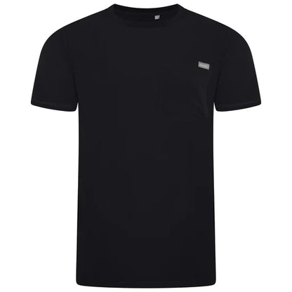 Behrens Miles Men's scrub top crew neck with V-notch chest patch pocket and side welt pockets 81% polyester blend