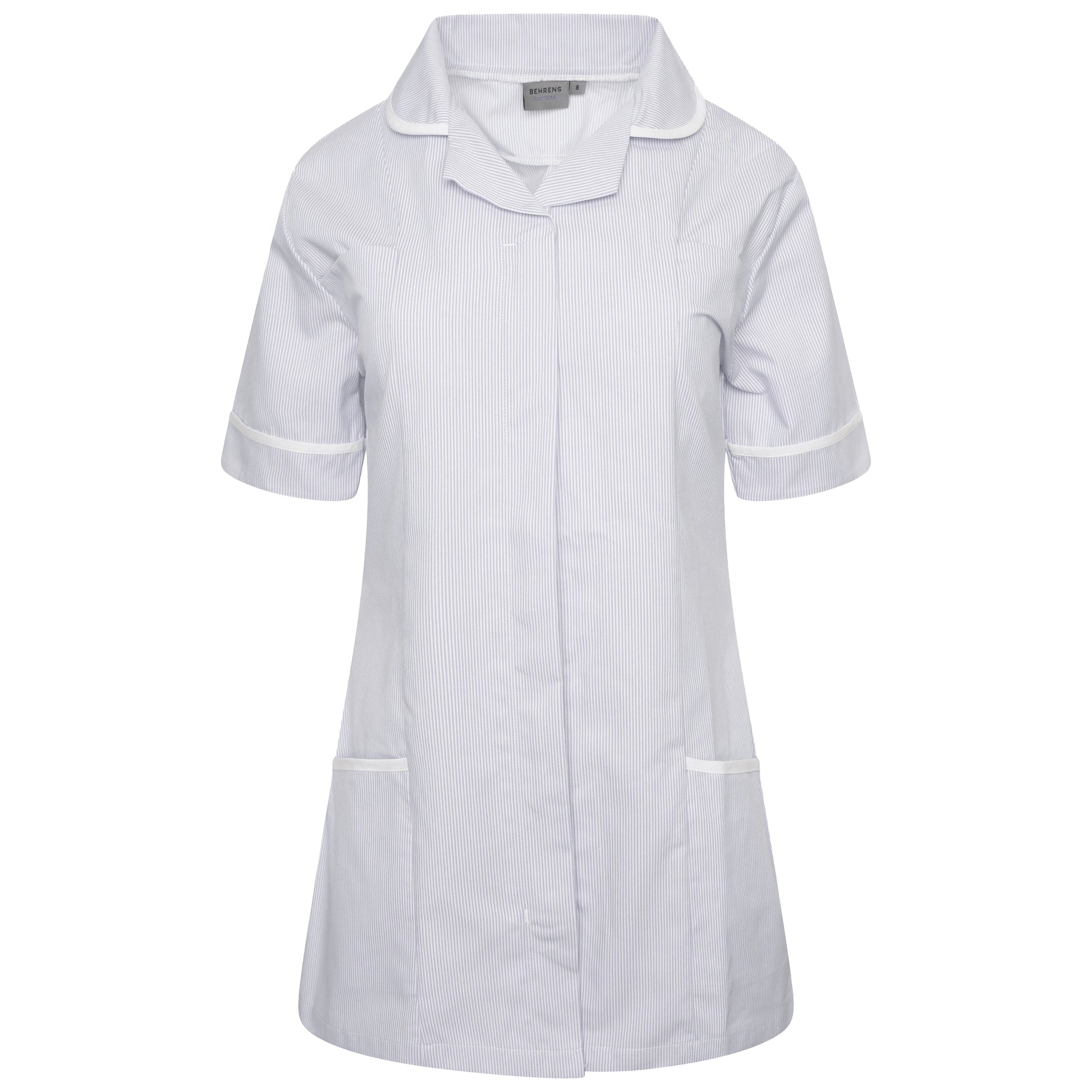 Behrens ladies tunic round collar 195gsm poly-cotton concealed zip breast pockets waterproof lining hip pockets key loop