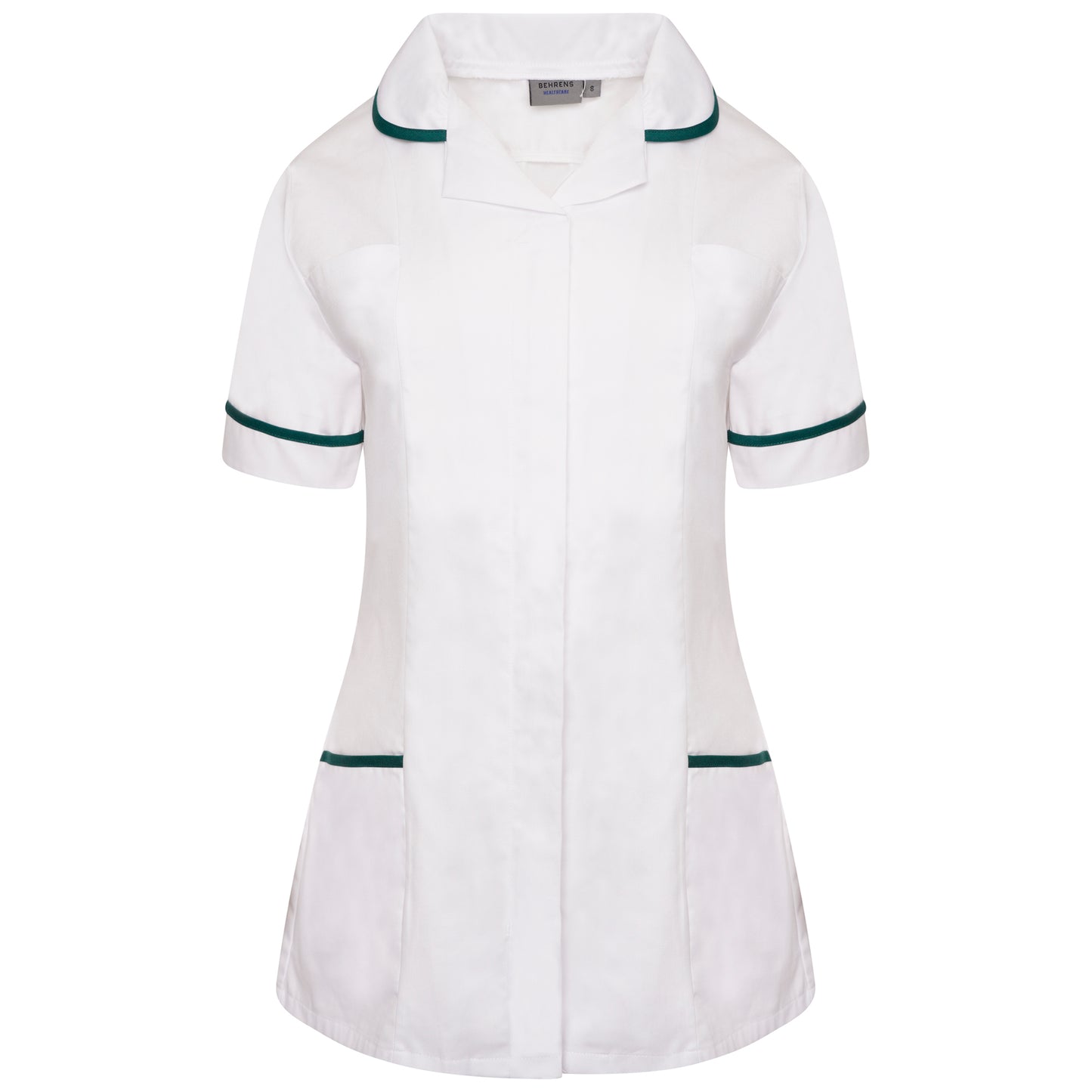 Behrens Ladies Tunic round collar showing concealed zip waterproof-lined left breast pocket hip pockets and action back