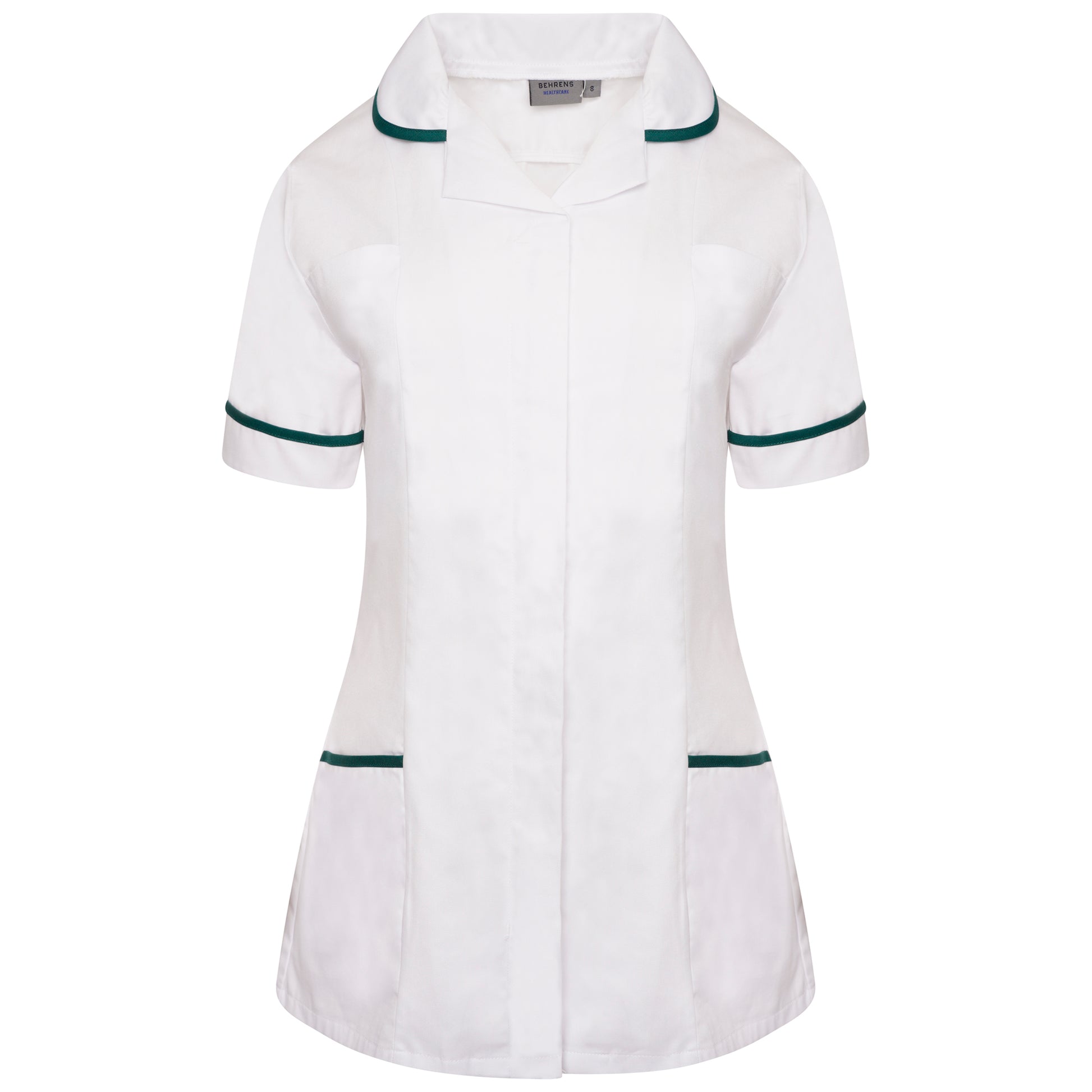 Behrens Ladies Tunic round collar showing concealed zip waterproof-lined left breast pocket hip pockets and action back