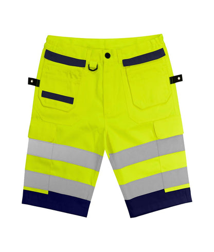Stride Two Tone Multi Tool Combat Shorts | Yellow / Navy - Eg Clothing UK