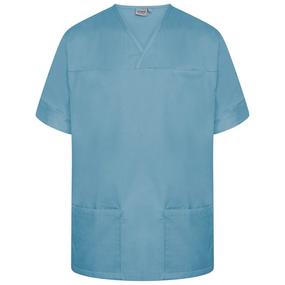 Behrens Plain Smart Scrub Top Teal unisex crossover neckline 1 chest 2 hip waterproof-lined pockets action back side vents 195GSM
