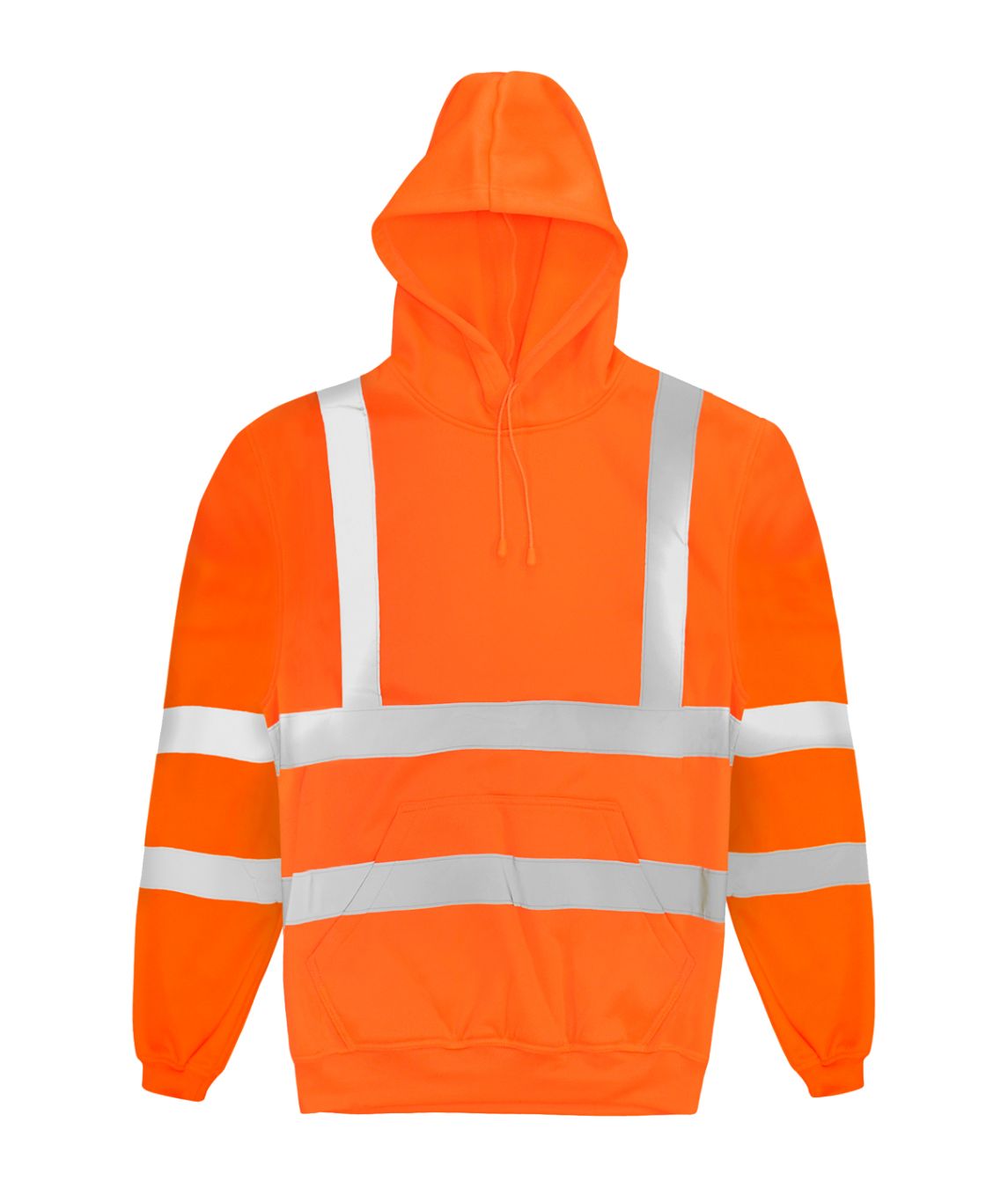 Vanguard Hi Vis Hoody 100% polyester yellow with sewn reflective tape fixed hood drawcord reinforced kangaroo pocket