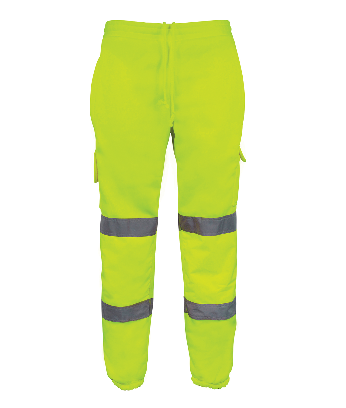 Venom Combat Joggers hi vis yellow with sewn-on reflective tape reinforced knees elastic waistband ankle cuffs phone pocket
