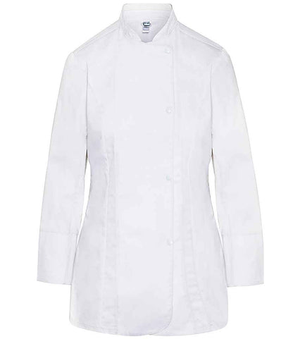 Dennys Ladies Long Sleeve Premium Chef's Jacket | White - Eg Clothing UK