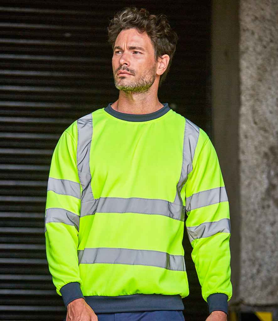 Pro RTX High Visibility Two Tone Sweatshirt | Yellow/Navy - Eg Clothing UK