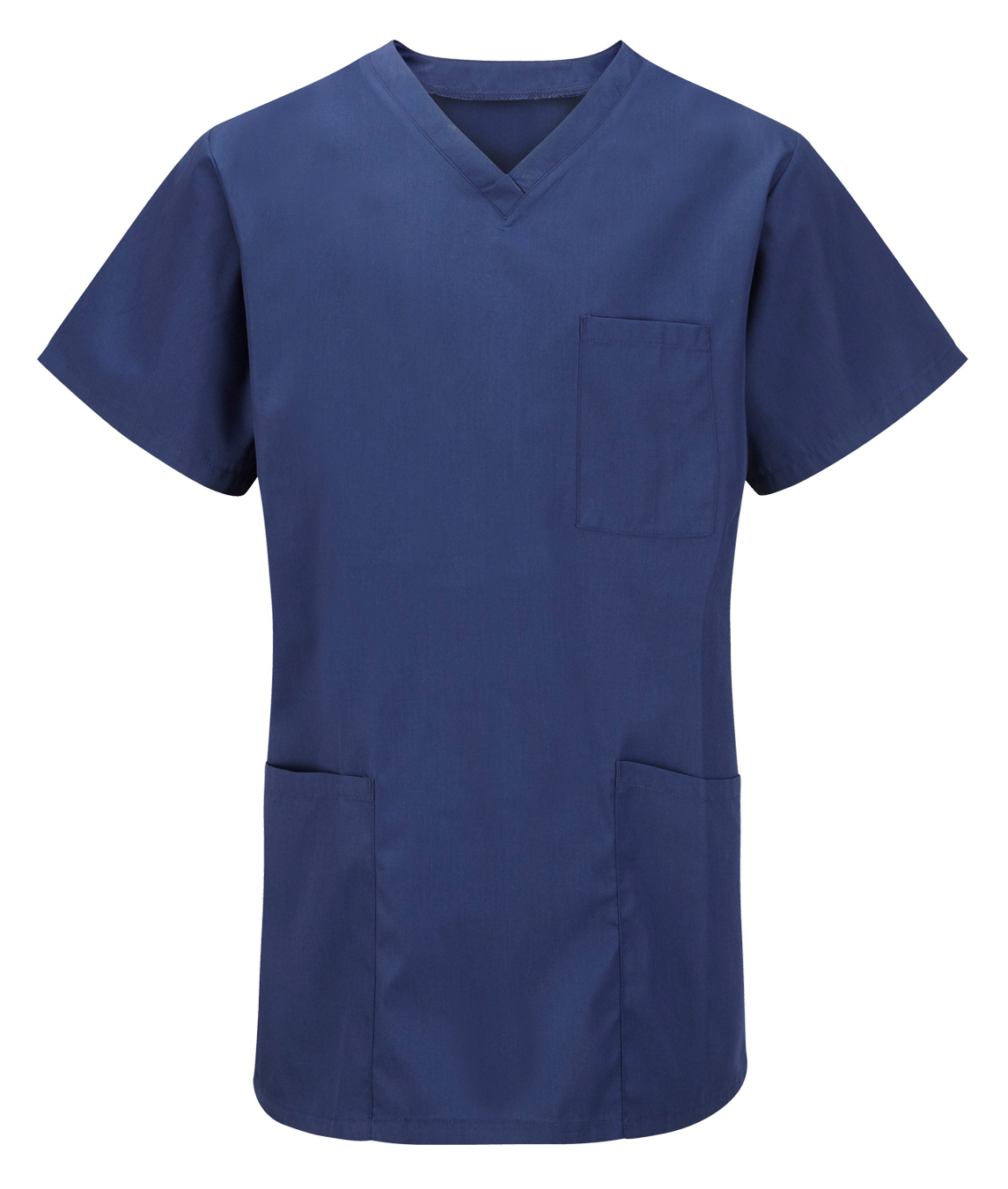 Unisex Scrub Top 65% polyester 35% cotton V-neck short sleeves 1 breast pocket 2 hip patch pockets