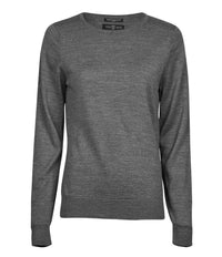 Tee Jays Ladies Crew Neck Sweater | Grey Melange - Eg Clothing UK