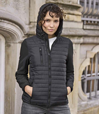 Tee Jays Ladies Crossover Hooded Jacket | Black/Black - Eg Clothing UK