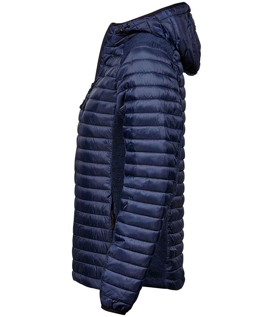 Tee Jays Ladies Crossover Hooded Padded Outdoor Jacket | Navy/Navy Melange - Eg Clothing UK
