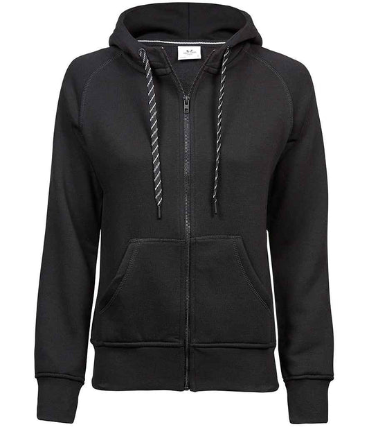 Tee Jays Ladies Fashion Zip Hooded Sweatshirt | Black - Eg Clothing UK