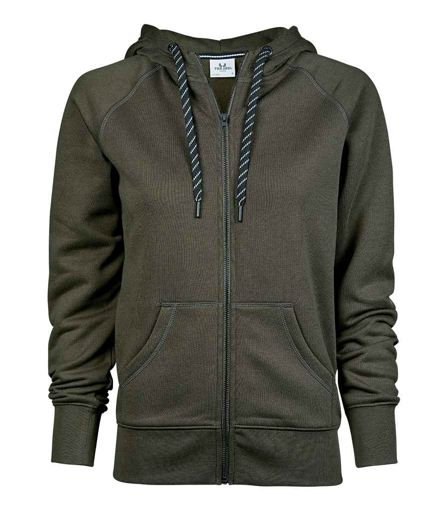 Tee Jays Ladies Fashion Zip Hooded Sweatshirt | Deep Green - Eg Clothing UK