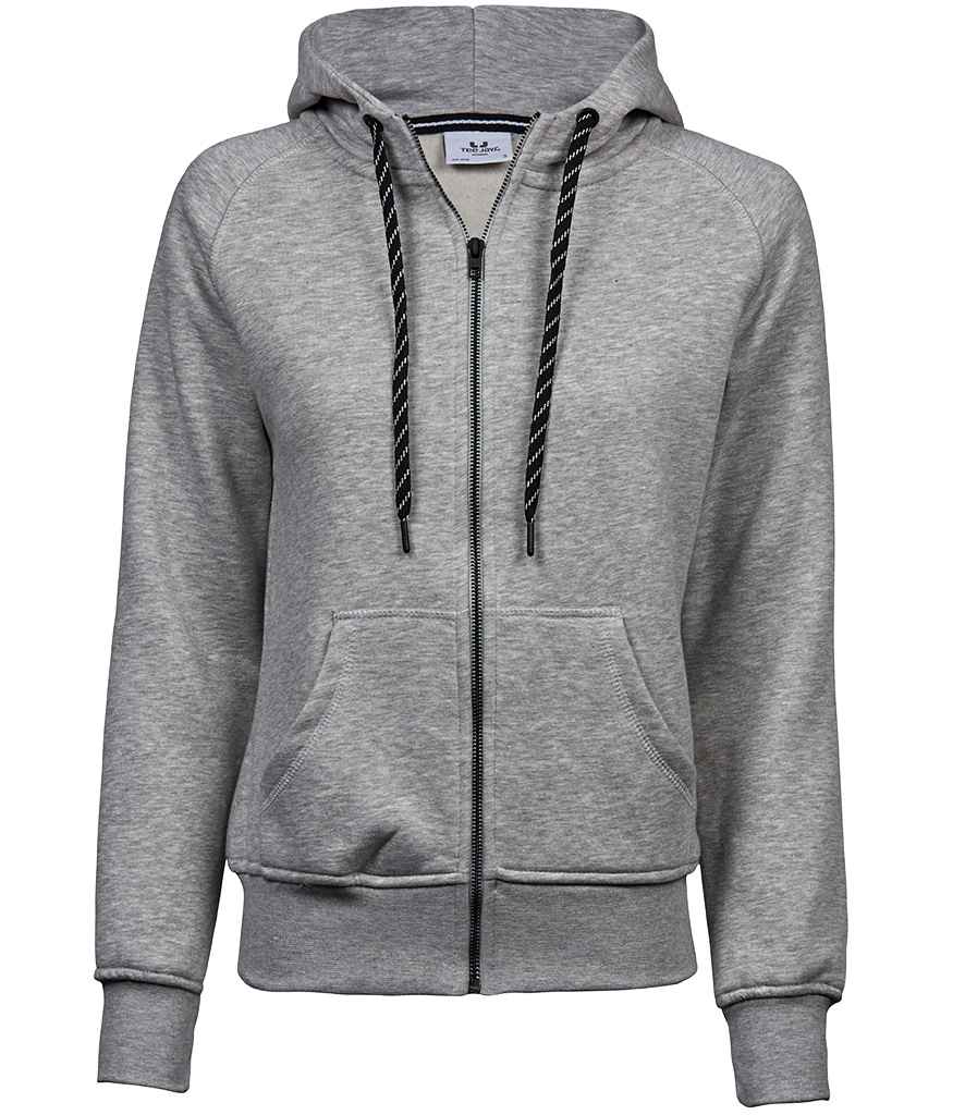 Tee Jays Ladies Fashion Zip Hooded Sweatshirt | Heather Grey - Eg Clothing UK