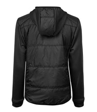 Tee Jays Ladies Hybrid - Stretch Hooded Jacket | Black/Black - Eg Clothing UK