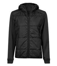 Tee Jays Ladies Hybrid - Stretch Hooded Jacket | Black/Black - Eg Clothing UK