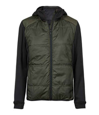 Tee Jays Ladies Hybrid - Stretch Hooded Jacket | Deep Green/Black - Eg Clothing UK