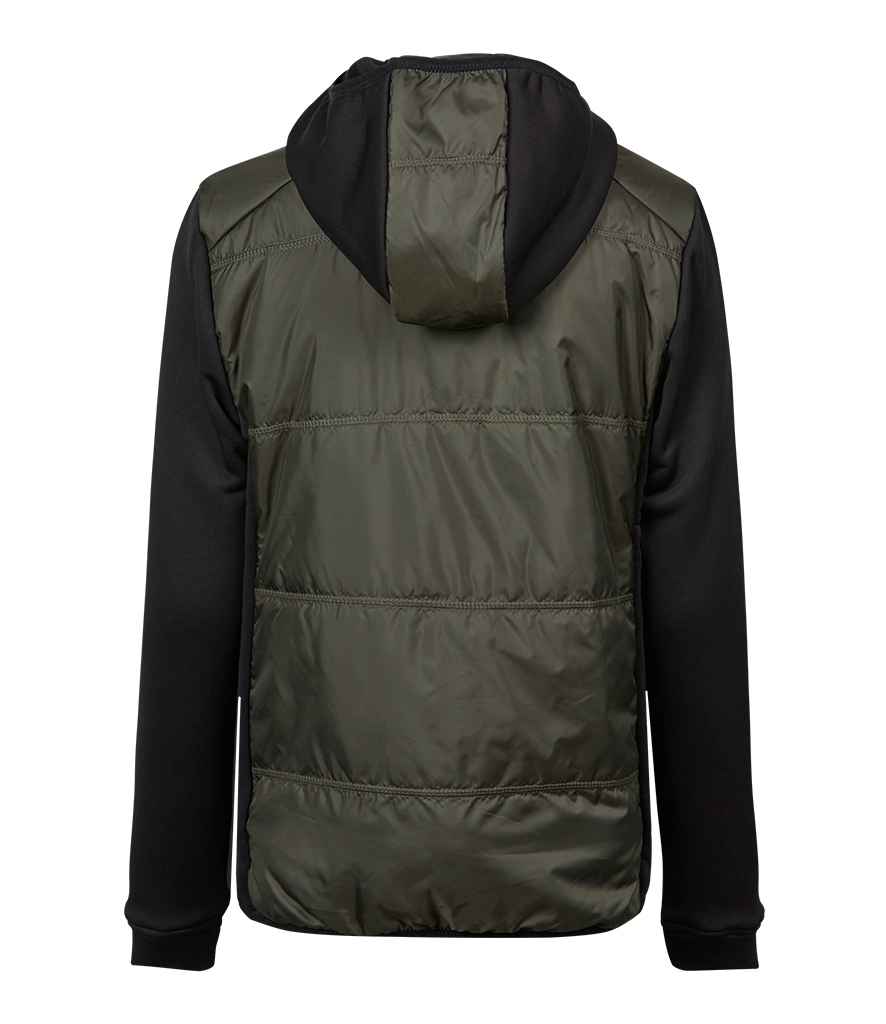 Tee Jays Ladies Hybrid - Stretch Hooded Jacket | Deep Green/Black - Eg Clothing UK