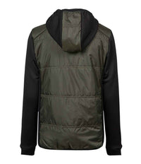 Tee Jays Ladies Hybrid - Stretch Hooded Jacket | Deep Green/Black - Eg Clothing UK