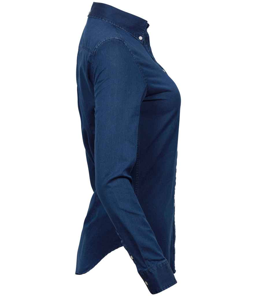 Tee Jays Ladies Long Sleeve Casual Twill Shirt | Indigo - Eg Clothing UK