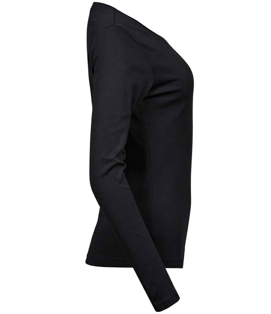 Tee Jays Ladies Long Sleeve Interlock T - Shirt | Black - Eg Clothing UK