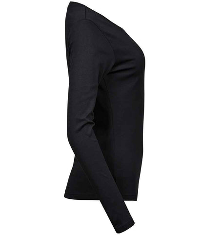 Tee Jays Ladies Long Sleeve Interlock T - Shirt | Black - Eg Clothing UK