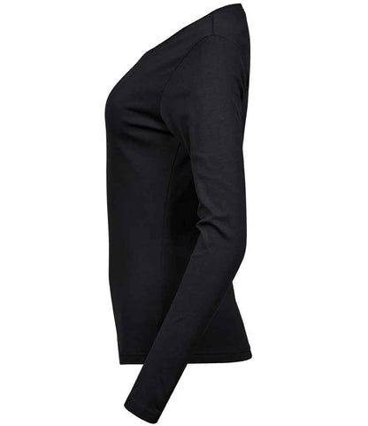 Tee Jays Ladies Long Sleeve Interlock T - Shirt | Black - Eg Clothing UK