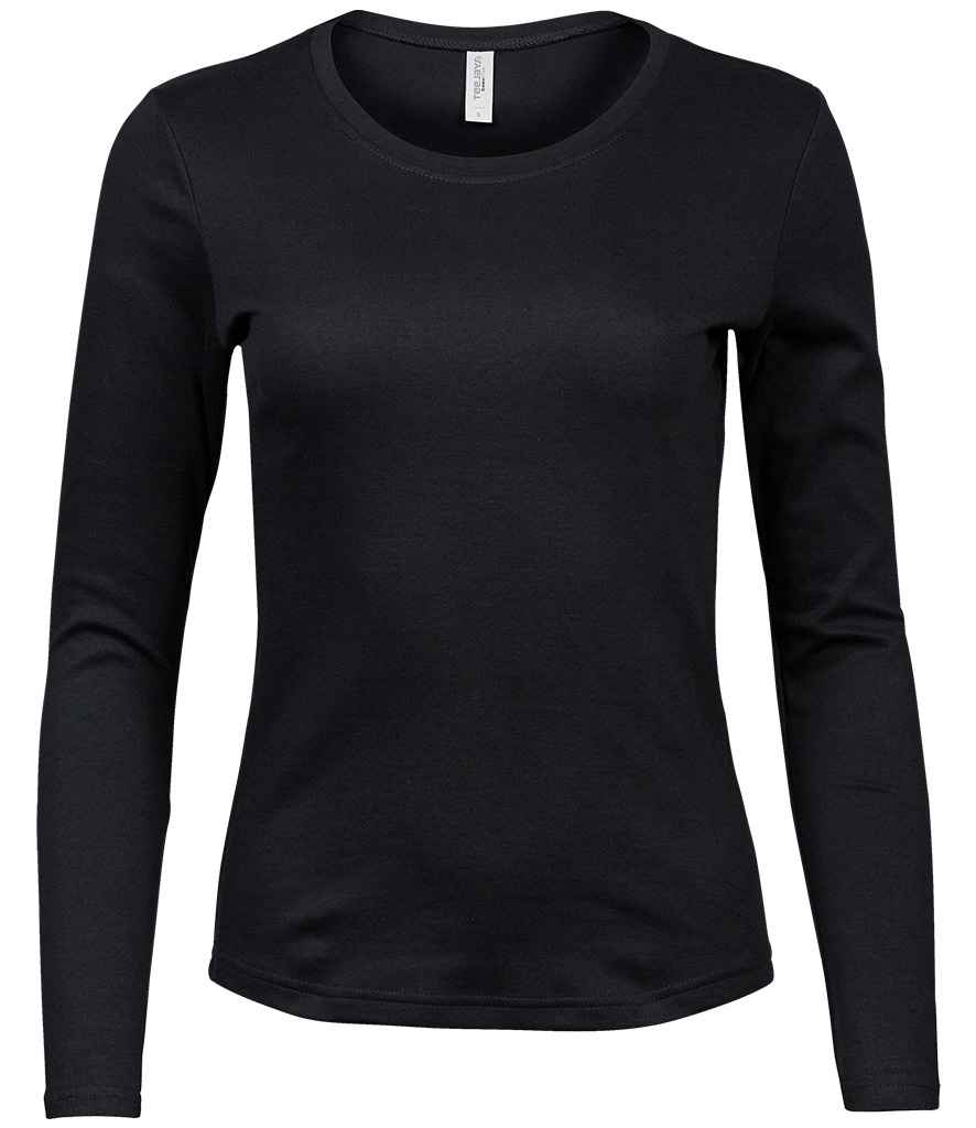 Tee Jays Ladies Long Sleeve Interlock T - Shirt | Black - Eg Clothing UK